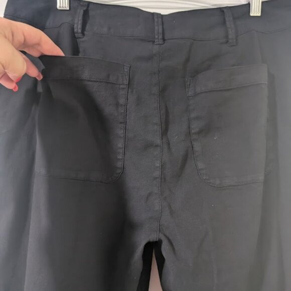 NEW Bella Dahl | Saige Linen/Cotton Wide Leg Crop In Black - Picture 9 of 12